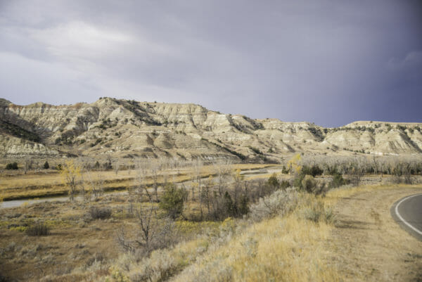 Yellow rock formation in Theodore Roosevelt National Park