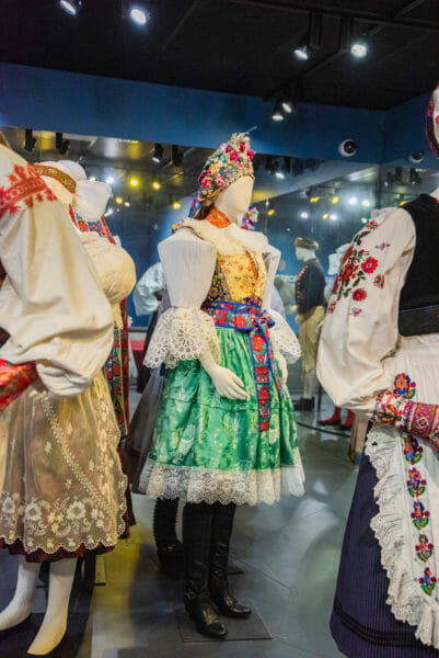 Traditional Czech dresses on mannequins in the National Czech and Slovak Museum