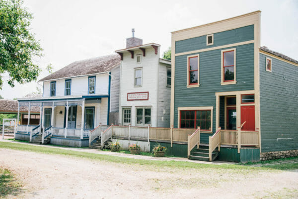Old western style buildings in Ushers Ferry