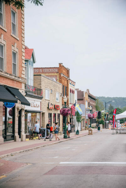 Downtown Decorah with historic buildings
