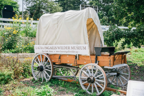 Small covered wagon at the Laura Ingalls Wilder museum