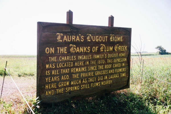 Sign at Laura Ingalls Wilder dugout home