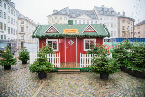 Christmas market in Copenhagen red cottage